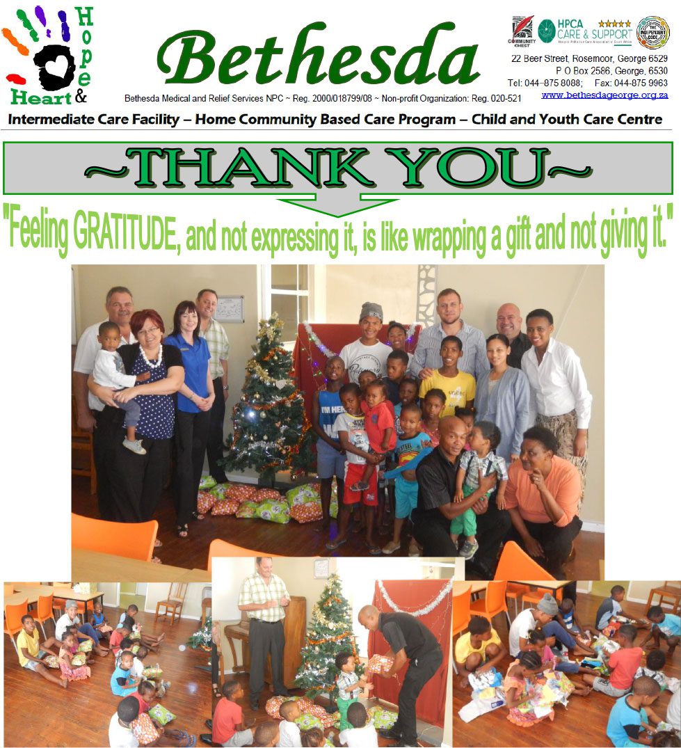 Tavcor George celebrating Christmas with the children from Bethesda Children’s home